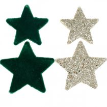 Artikel Stjärnströssel blanda grönt och guld jul 4cm/5cm 40p