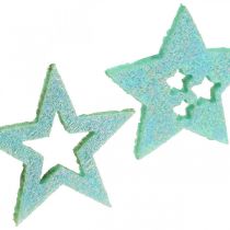 Artikel Dekorativa stjärnor för hantverk Mint självhäftande skumgummi 4cm 36st