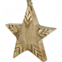 Artikel Stjärna mangoträ natur, gyllene julgransdekorationer 12cm 4st