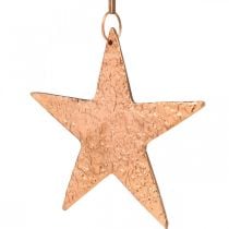 Dekorativ stjärna att hänga, adventsdekoration, metallhängen kopparfärgade 12 × 13cm 3st