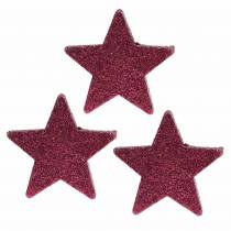 Artikel Spridd glitterstjärna 6,5 cm rosa 36 st