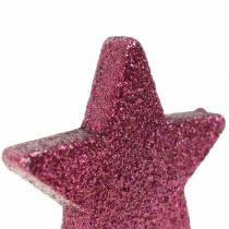 Artikel Spridd glitterstjärna 6,5 cm rosa 36 st