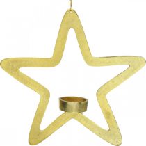Artikel Dekorativ stjärnvärmeljushållare i metall för upphängning gyllene 24cm