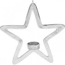 Artikel Dekorativ stjärnvärmeljushållare metall för upphängning av silver 24cm