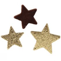 Artikel Stjärnspridd dekoration mix brunt och guld juldekoration 4cm/5cm 40st