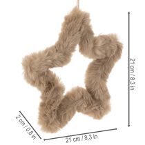 Artikel Hängande dekorativ stjärna av fuskpäls, 21 cm, 4 stycken