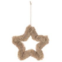 Artikel Hängande dekorativ stjärna av fuskpäls, 21 cm, 4 stycken