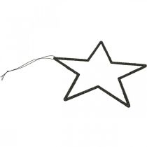 Artikel Juldekoration stjärnhänge svart glitter 17,5cm 9 st