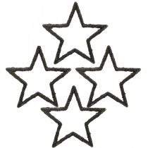 Strödekoration Julstjärnor svart glitter Ø4cm 120p