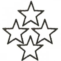 Artikel Strödekoration Julstjärnor svart glitter Ø4cm 120 st