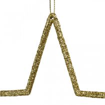 Juldekoration stjärnhänge gyllene glitter 12cm 12st