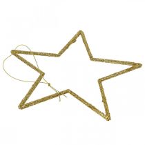 Artikel Juldekoration stjärnhänge gyllene glitter 17,5cm 9st