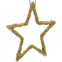 Juldekoration stjärnhänge gyllene glitter 7,5cm 40p