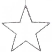 Artikel Juldekoration stjärnhäng silver glitter 17,5cm 9 st