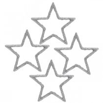 Strödekoration Julstjärnor silverglitter Ø4cm 120p