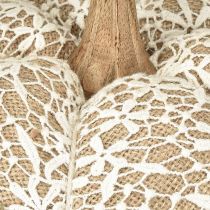 Artikel Tygpumpadekoration jute spets vit/beige vintagedekoration Ø18cm