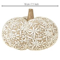 Artikel Tygpumpadekoration jute spets vit/beige vintagedekoration Ø18cm