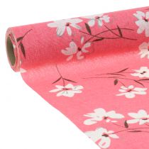 Artikel Dekoratörstyg blommar rosa 30 cm x 3m