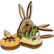 Kull dekoration kanin i ägg, gåva dekoration, kanin ägg att dekorera, trä dekoration att fästa på 12st
