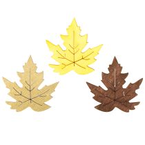 Artikel Scatter dekoration lönnlöv gul, brun, platina assorterad 4cm 72 st
