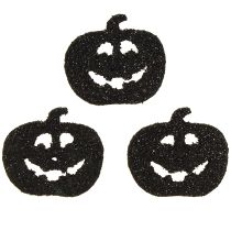 Artikel Scatter dekoration Halloween pumpa dekoration 4cm svart, glitter 72 st