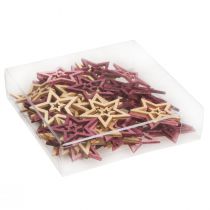 Artikel Strödekoration trästjärnor i bärrosa natur Ø4cm 72 st