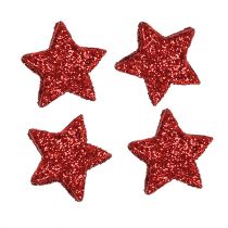 Artikel Scatter dekoration stjärnor röd 2,5cm glimmer 96st