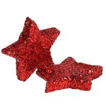 Artikel Scatter dekoration stjärnor röd 2,5cm glimmer 96st