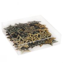 Artikel Strödekoration Julstjärna trä 4 färger Ø4cm 72 st