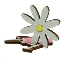 Artikel Strö dekoration träblommor sniglar vattenkanna rosa 4cm 36 st