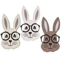 Artikel Scatter dekoration trä kanin med glasögon brun vit 2,5×4,5cm 48p