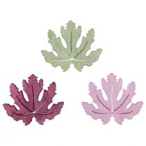 Artikel Strödekoration trä höstlöv bordsdekoration lila rosa grön 4cm 72 st