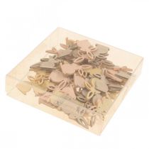 Artikel Trädekorationer, påskbitar, påskhare, gula toner 4cm, 72 stycken