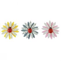 Artikel Strödekoration nyckelpiga blomma träfilt färg Ø4cm 48 st