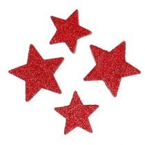 Scattered stars röd, glimmer 4-5cm 40st
