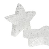 Artikel Scatter dekoration stjärnor vita med glimmer 4-5cm 40p