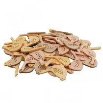 Artikel Strödekor fågeldekoration trä vår gul/beige/orange Ø4cm 72 st