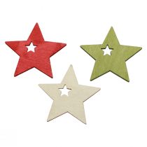 Artikel Strödekoration Julträstjärnor röd naturgrön 5cm 72 st