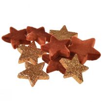 Artikel Strödekoration Julstjärnor brun/orange Ø4/5cm 40 st
