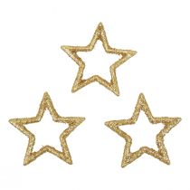 Artikel Strödekoration Julstjärnor gyllene glitter Ø4cm 120st