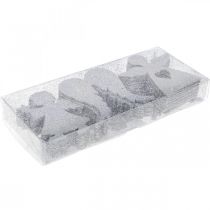 Artikel Spridningsdekoration Jul ängladekoration silverglitter H8cm 24 st