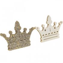Artikel Scatter dekoration krona jul trä glitter B4cm 72 st