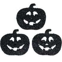 Artikel Scatter dekoration Halloween pumpa dekoration 4cm svart, glitter 72 st