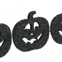 Artikel Scatter dekoration Halloween pumpa dekoration 4cm svart, glitter 72st