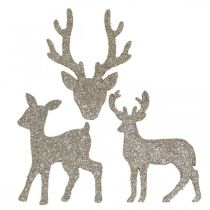 Artikel Strödekoration Julhjortsdekoration guldglitter 6×8cm 24 st
