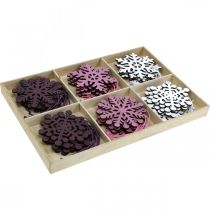 Artikel Julgransdekoration snöflingahänge trä 8cm 36 st