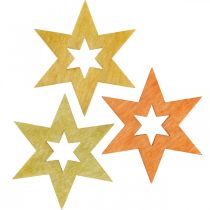Trästjärnor deco strössel Jul Orange H4cm 72p