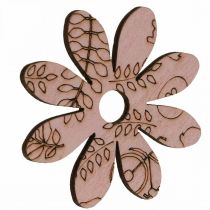 Artikel Träblommor spridda dekorationsblommor grön/rosa/blå/naturlig Ø3,5–5cm 72 st