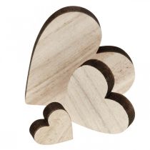 Artikel Wooden Hearts Scatter Dekoration Heart Natural Brown Bordsdekoration 29 st