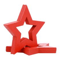 Artikel Strödekoration Juldekoration stjärnor röda trästjärnor Ø4cm 54 st